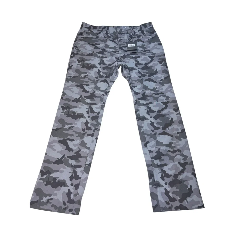 NWT G/FORE Mens TOUR 5 POCKET 4-WAY STRETCH STRAIGHT LEG PANTS Grey‎ Camo 35/32